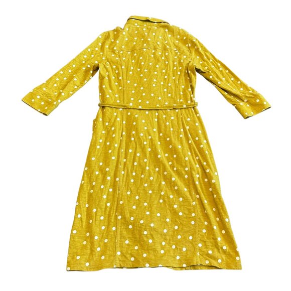 Boden Bright Yellow Polka Dot Dress Button-Down w/ Belt 3/4 Sleeve Size 8R Women - Picture 7 of 12